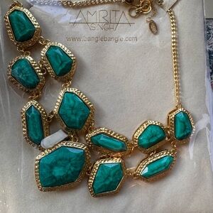 Amrita Singh Gold and Green Statement Necklace